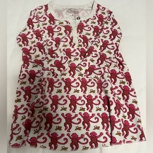 Roller Rabbit Pink Monkey Print Long Sleeve Kids Pajama Top